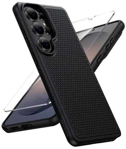 FNTCASE for Samsung Galaxy S26 Ultra Case: Military Grade Drop Protection, 14ft Drop Tested, Screen Protector Included, Anti-Slip Anti-Fingerprint TPU Shockproof Phone Case Cover (Black) 