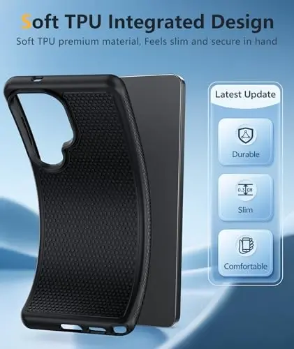 FNTCASE for Samsung Galaxy S26 Ultra Case: Military Grade Drop Protection, 14ft Drop Tested, Screen Protector Included, Anti-Slip Anti-Fingerprint TPU Shockproof Phone Case Cover (Black) - 3