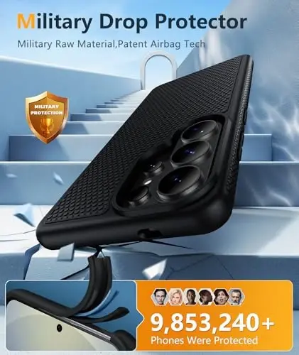 FNTCASE for Samsung Galaxy S26 Ultra Case: Military Grade Drop Protection, 14ft Drop Tested, Screen Protector Included, Anti-Slip Anti-Fingerprint TPU Shockproof Phone Case Cover (Black) - 4