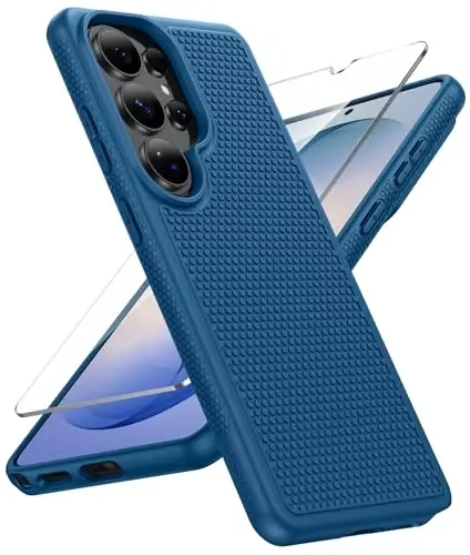 FNTCASE for Samsung Galaxy S26 Ultra Case: Military Grade Drop Protection, 14ft Drop Tested, Screen Protector Included, Anti-Slip Anti-Fingerprint TPU Shockproof Phone Case Cover (Blue) 