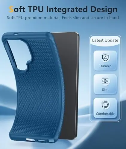 FNTCASE for Samsung Galaxy S26 Ultra Case: Military Grade Drop Protection, 14ft Drop Tested, Screen Protector Included, Anti-Slip Anti-Fingerprint TPU Shockproof Phone Case Cover (Blue) - 3