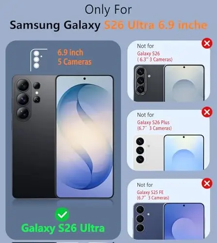 FNTCASE for Samsung Galaxy S26 Ultra Case: Military Grade Drop Protection, 14ft Drop Tested, Screen Protector Included, Anti-Slip Anti-Fingerprint TPU Shockproof Phone Case Cover (Blue) - 2