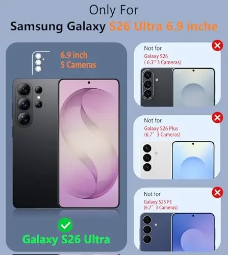 FNTCASE for Samsung Galaxy S26 Ultra Case: Military Grade Drop Protection, 14ft Drop Tested, Screen Protector Included, Anti-Slip Anti-Fingerprint TPU Shockproof Phone Case Cover (Burgundy) - 2