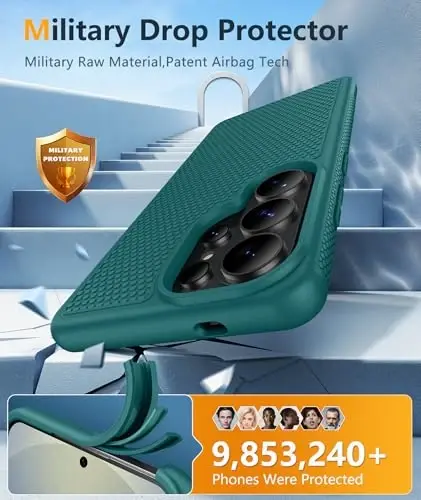 FNTCASE for Samsung Galaxy S26 Ultra Case: Military Grade Drop Protection, 14ft Drop Tested, Screen Protector Included, Anti-Slip Anti-Fingerprint TPU Shockproof Phone Case Cover (Green) - 4