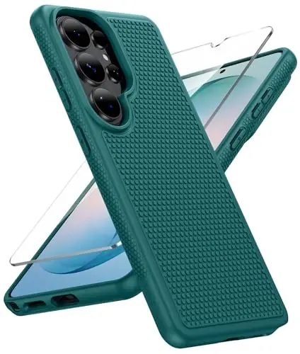 FNTCASE for Samsung Galaxy S26 Ultra Case: Military Grade Drop Protection, 14ft Drop Tested, Screen Protector Included, Anti-Slip Anti-Fingerprint TPU Shockproof Phone Case Cover (Green) - 1
