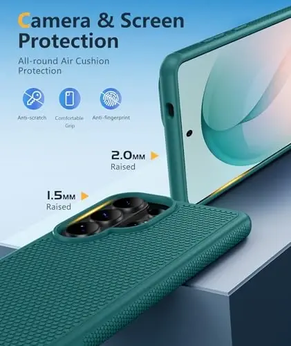 FNTCASE for Samsung Galaxy S26 Ultra Case: Military Grade Drop Protection, 14ft Drop Tested, Screen Protector Included, Anti-Slip Anti-Fingerprint TPU Shockproof Phone Case Cover (Green) - 3