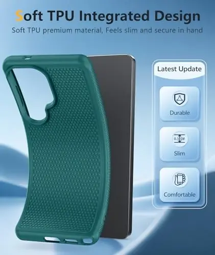 FNTCASE for Samsung Galaxy S26 Ultra Case: Military Grade Drop Protection, 14ft Drop Tested, Screen Protector Included, Anti-Slip Anti-Fingerprint TPU Shockproof Phone Case Cover (Green) - 5