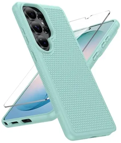 FNTCASE for Samsung Galaxy S26 Ultra Case: Military Grade Drop Protection, 14ft Drop Tested, Screen Protector Included, Anti-Slip Anti-Fingerprint TPU Shockproof Phone Case Cover (Mint Green) - 1