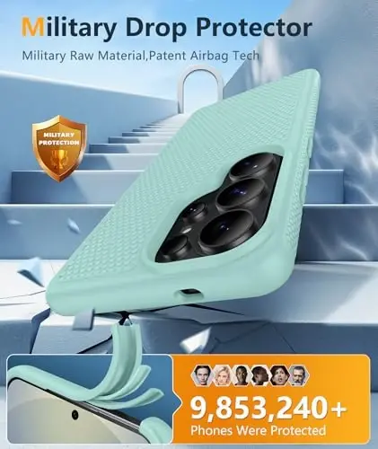 FNTCASE for Samsung Galaxy S26 Ultra Case: Military Grade Drop Protection, 14ft Drop Tested, Screen Protector Included, Anti-Slip Anti-Fingerprint TPU Shockproof Phone Case Cover (Mint Green) - 4