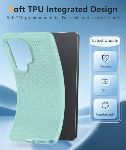 FNTCASE for Samsung Galaxy S26 Ultra Case: Military Grade Drop Protection, 14ft Drop Tested, Screen Protector Included, Anti-Slip Anti-Fingerprint TPU Shockproof Phone Case Cover (Mint Green) - 5