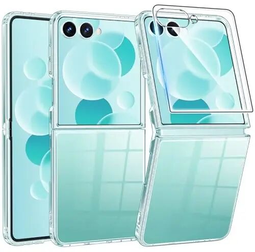 FNTCASE for Samsung-Galaxy Z-Flip-7 Clear Case: Harbiy darajadagi tushishdan himoya, sariq rangga qarshi uyali telefon qopqog'i: Mustahkam zarbaga chidamli himoya bamperi shaffof telefon g'ilofi 