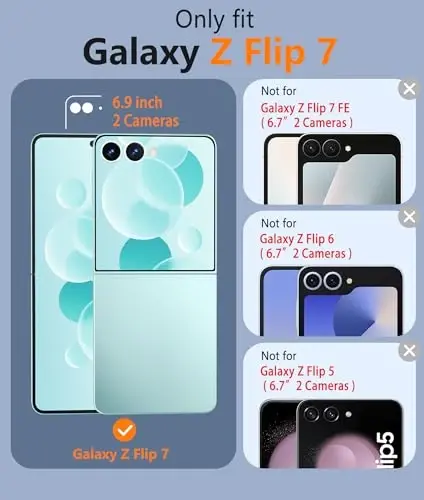 FNTCASE for Samsung-Galaxy Z-Flip-7 Magnetic Case: Clear Military Grade Drop Protection Anti Yellowing Cell Phone Cover - Rugged Shockproof Protective Bumper Transparent Phonecase - 2