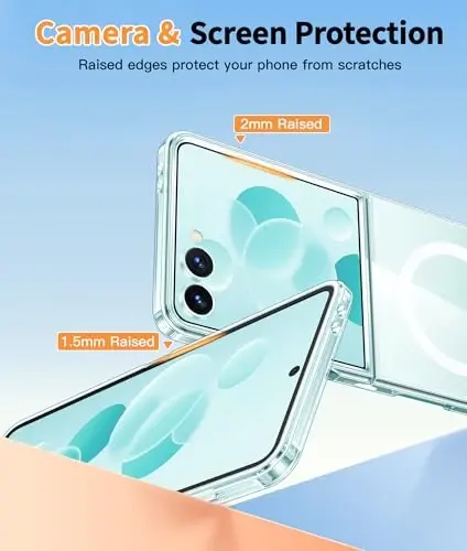 FNTCASE for Samsung-Galaxy Z-Flip-7 Magnetic Case: Clear Military Grade Drop Protection Anti Yellowing Cell Phone Cover - Rugged Shockproof Protective Bumper Transparent Phonecase - 5