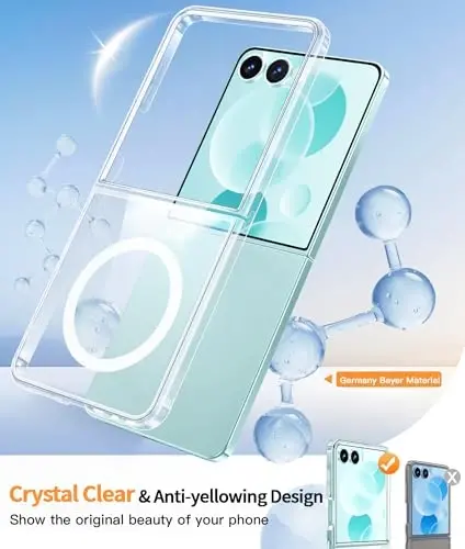 FNTCASE for Samsung-Galaxy Z-Flip-7 Magnetic Case: Clear Military Grade Drop Protection Anti Yellowing Cell Phone Cover - Rugged Shockproof Protective Bumper Transparent Phonecase - 4