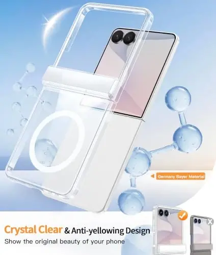 FNTCASE for Samsung-Galaxy Z Flip 8 Clear Case with Hinge Protection | Compatible with Magsafe, Screen Protector, Anti Yellowing, Military Grade Drop Shockproof Protective, Transparent Phone Case - 4