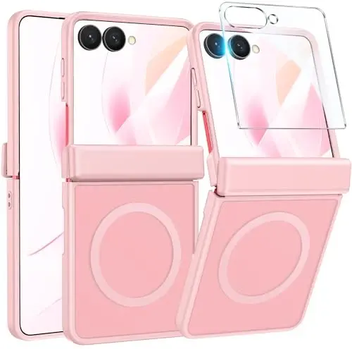 FNTCASE for Samsung-Galaxy Z Flip 8 Matte Case with Hinge Protection | Compatible with Magsafe, Screen Protector, Military Grade Drop Shockproof Protective, Magnetic Translucent Phone Case - 1