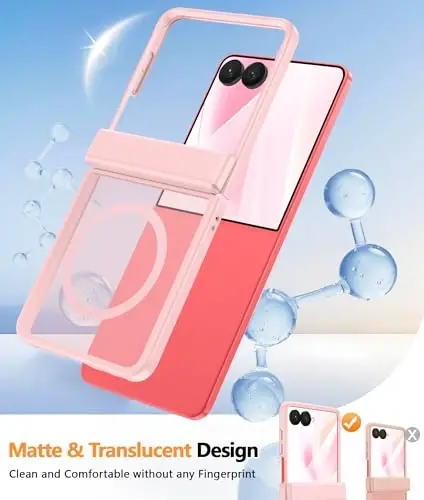 FNTCASE for Samsung-Galaxy Z Flip 8 Matte Case with Hinge Protection | Compatible with Magsafe, Screen Protector, Military Grade Drop Shockproof Protective, Magnetic Translucent Phone Case - 4