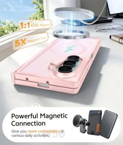 FNTCASE for Samsung Galaxy Z Fold 7 Case: Galaxy Z Fold 8 Ultra Case [Hinge Protection + Screen Protector] [Fit for Magsafe] Military Grade Drop Protective, Translucent Matte Phone Cover - Light Pink - 5