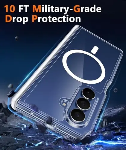 FNTCASE for Samsung Galaxy Z-Fold-7 Case: Magnetic Clear with Hinge Protection & Screen Protector Phone Cases Anti Yellowing Rugged Shockproof Protective Bumper Transparent Cell Cover (A-Clear) - 5