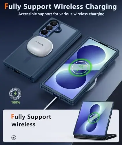 FNTCASE for Samsung Galaxy Z Fold 7 Case Magnetic with Hinge Protection | Screen Protector Phone Cases, Anti Yellowing, Matte, Rugged Shockproof Protective Bumper, Cell Cover - 5
