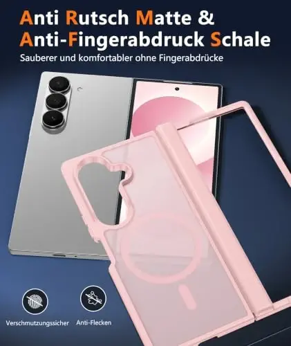 FNTCASE for Samsung Galaxy Z Fold 7 Case Magnetic with Hinge Protection | Screen Protector Phone Cases, Anti Yellowing, Matte, Rugged Shockproof Protective Bumper, Cell Cover - 4