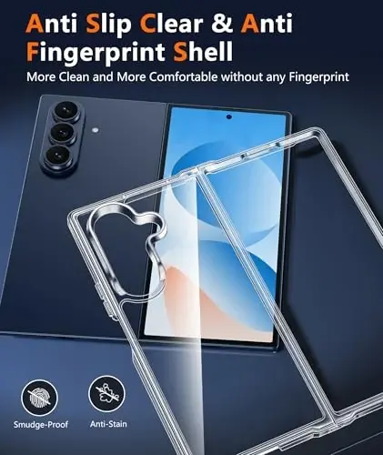 FNTCASE for Samsung Galaxy Z-Fold-7 Case: Military Grade Drop Protection Anti Yellowing Cell Phone Cover - Rugged Shockproof Protective Bumper Clear Phonecase - 3