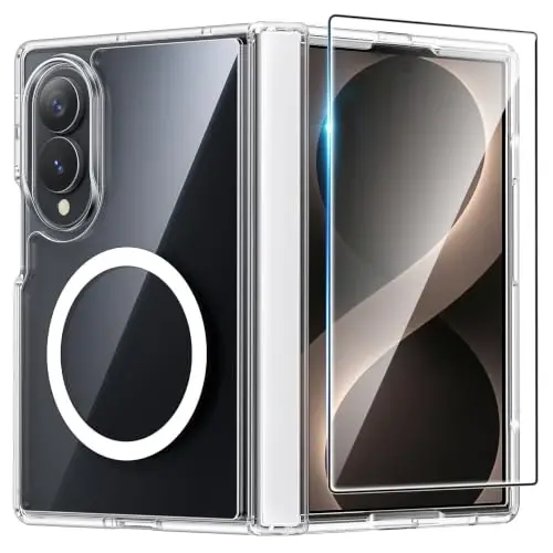 FNTCASE for Samsung Galaxy Z-Fold-8 Case: [Full Hinge Protection] [Screen Protector] Compatible with MagSafe, Heavy Duty Rugged Shockproof Anti-Scratch Protective Clear Phone Cover (A-Clear) 