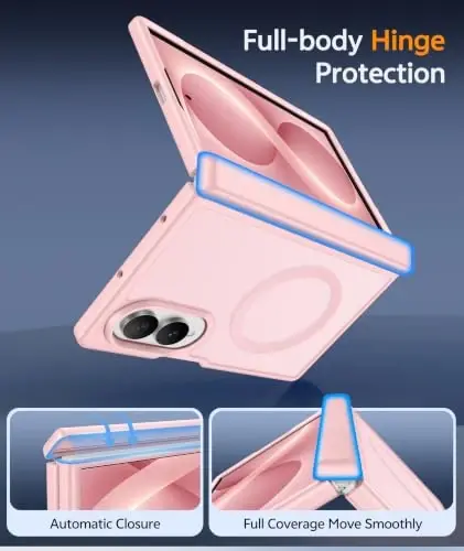 FNTCASE for Samsung Galaxy Z-Fold-8 Case: [Full Hinge Protection] [Screen Protector] Compatible with MagSafe, Heavy Duty Rugged Shockproof Anti-Scratch Protective Clear Phone Cover (C-Pink) - 3