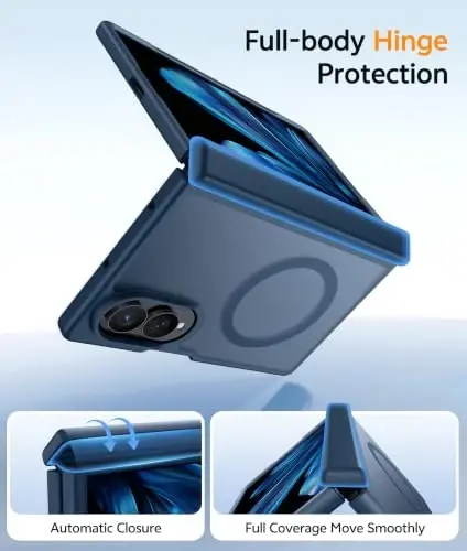 FNTCASE for Samsung Galaxy Z Fold 8 Case: [Hinge Protection] Translucent Matte Cases [Compatible with Magsafe] [Screen Protector] Military Grade Shockproof Protective Phone Cover-Blue - 2