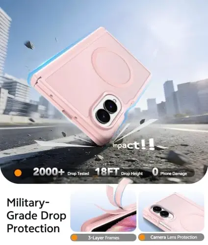 FNTCASE for Samsung Galaxy Z Fold 8 Case: [Hinge Protection] Translucent Matte Cases [Compatible with Magsafe] [Screen Protector] Military Grade Shockproof Protective Phone Cover-Light Pink - 3