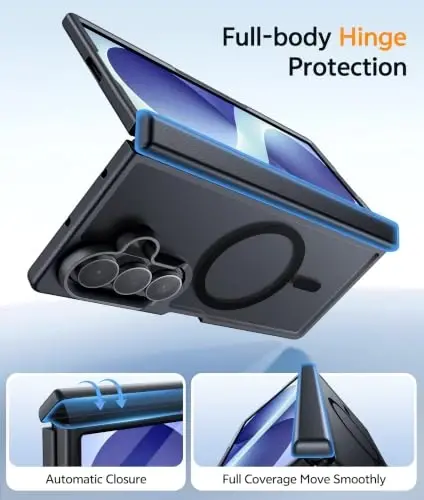 FNTCASE for Samsung Galaxy Z Fold 8 Ultra Case, Fit for Magsafe, Black | Hinge Protection, with Screen Protector, Translucent Matte, 18FT Military Grade Drop Proof, Shockproof Protective Phone Cover - 3