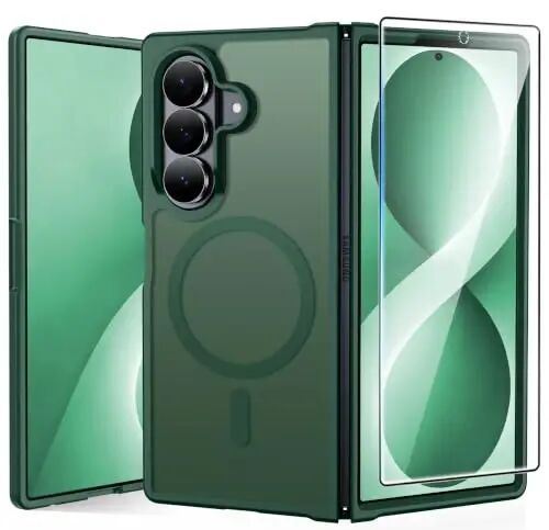 FNTCASE for Samsung Galaxy Z Fold 8 Ultra Case: Galaxy Z Fold 7 Case: [Fit for Magsafe] [Screen Protector] Military Grade Drop Protection, Translucent Matte Magnetic Phone Cover - Green - FNTCASE