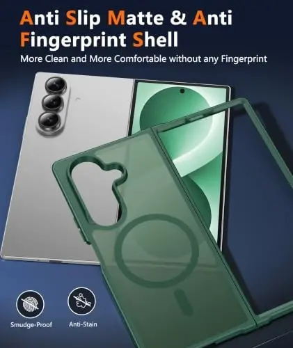 FNTCASE for Samsung Galaxy Z Fold 8 Ultra Case: Galaxy Z Fold 7 Case: [Fit for Magsafe] [Screen Protector] Military Grade Drop Protection, Translucent Matte Magnetic Phone Cover - Green - 6