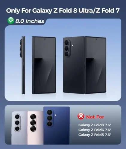 FNTCASE for Samsung Galaxy Z-Fold-8-Ultra Case: Z Fold 7 Case [360 Spin Magnetic Stand] [Fit for Magsafe] [Hinge Protection & Screen Protector] Translucent Matte Military Shockproof Cover - Deep Blue - FNTCASE (1)