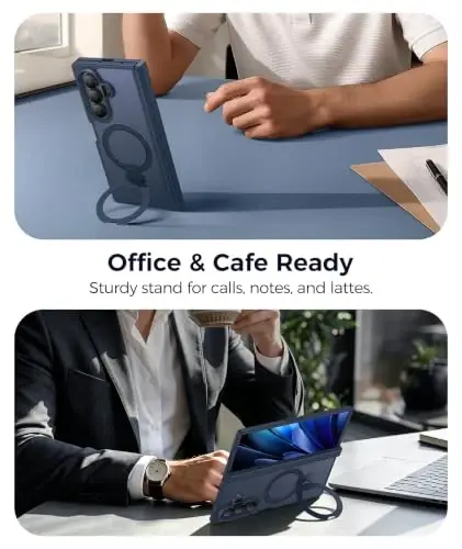 FNTCASE for Samsung Galaxy Z-Fold-8-Ultra Case: Z Fold 7 Case [360 Spin Magnetic Stand] [Fit for Magsafe] [Hinge Protection & Screen Protector] Translucent Matte Military Shockproof Cover - Deep Blue - 4