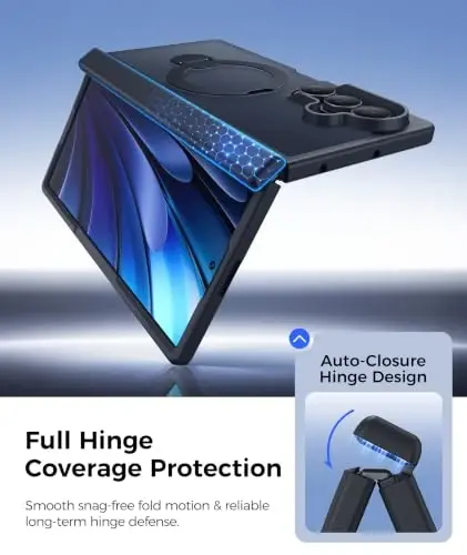 FNTCASE for Samsung Galaxy Z-Fold-8-Ultra Case: Z Fold7 Case [360 Spin Magnetic Stand] [Fit for Magsafe] [Hinge Protection & Screen Protector] Translucent Matte Military Grade Shockproof Cover - Black - 3