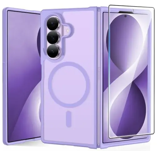 FNTCASE for Samsung Galaxy Z Fold 8 Ultra / Z Fold 7 Case, Fit for Magsafe | Screen Protector, Translucent Matte, 18FT Military Grade Drop Protection, Shockproof Protective Phone Cover, Light Purple 