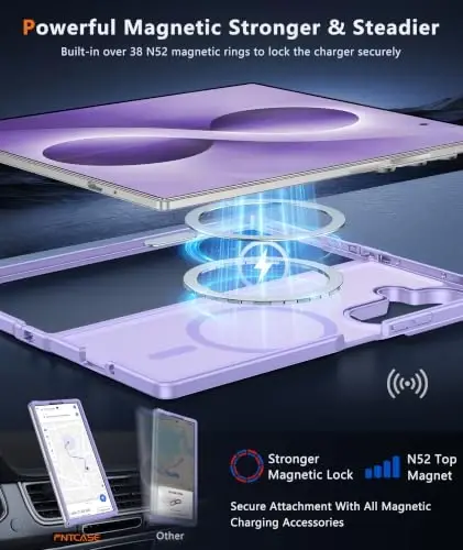 FNTCASE for Samsung Galaxy Z Fold 8 Ultra / Z Fold 7 Case, Fit for Magsafe | Screen Protector, Translucent Matte, 18FT Military Grade Drop Protection, Shockproof Protective Phone Cover, Light Purple - 3