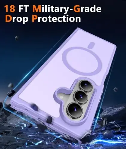 FNTCASE for Samsung Galaxy Z Fold 8 Ultra / Z Fold 7 Case, Fit for Magsafe | Screen Protector, Translucent Matte, 18FT Military Grade Drop Protection, Shockproof Protective Phone Cover, Light Purple - 5