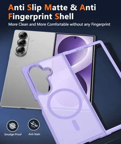 FNTCASE for Samsung Galaxy Z Fold 8 Ultra / Z Fold 7 Case, Fit for Magsafe | Screen Protector, Translucent Matte, 18FT Military Grade Drop Protection, Shockproof Protective Phone Cover, Light Purple - 6