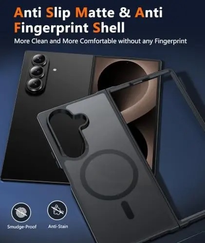 FNTCASE for Samsung Galaxy Z Fold7 Case: [Fit for Magsafe] [Screen Protector] Magnetic Translucent Matte, Military Grade Drop Protection, Shockproof Protective for Fold 7 Phone Cover (Black 8.0 inch) - 6