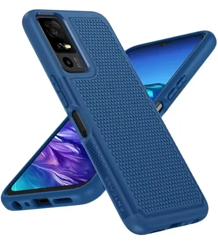 FNTCASE for TCL 40-XE 5G Case: Dual Layer Matte Textured Phone Case Shockproof Military Grade Protective | Shockproof Drop Proof Heavy Duty Protection Rugged Mobile Cell Phone Cover - Blue - 1