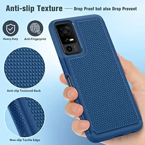 FNTCASE for TCL 40-XE 5G Case: Dual Layer Matte Textured Phone Case Shockproof Military Grade Protective | Shockproof Drop Proof Heavy Duty Protection Rugged Mobile Cell Phone Cover - Blue - 3