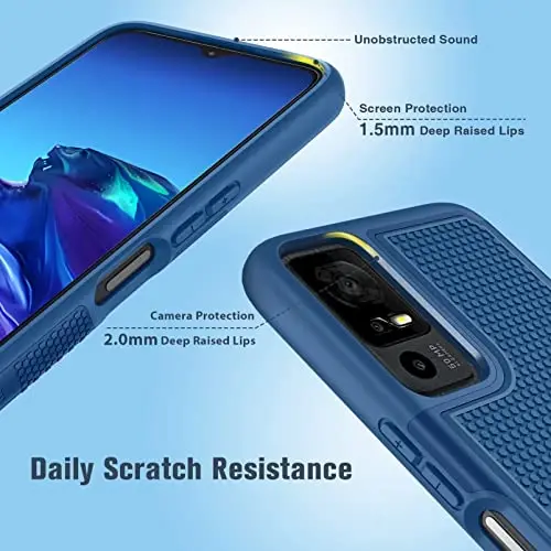 FNTCASE for TCL 40-XE 5G Case: Dual Layer Matte Textured Phone Case Shockproof Military Grade Protective | Shockproof Drop Proof Heavy Duty Protection Rugged Mobile Cell Phone Cover - Blue - 4