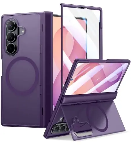 FNTCASE for Z Fold 8 Ultra/Z Fold 7 Case Fit for MagSafe Purple | Built-in Screen Protector Stand, Hinge Protection, Translucent Magnetic Shockproof Cover, Military Grade Drop Protection - 1