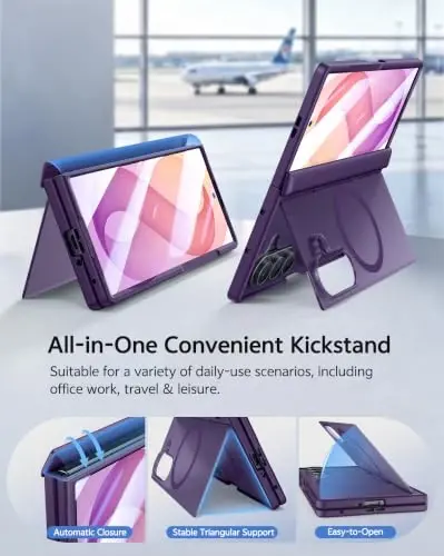 FNTCASE for Z Fold 8 Ultra/Z Fold 7 Case Fit for MagSafe Purple | Built-in Screen Protector Stand, Hinge Protection, Translucent Magnetic Shockproof Cover, Military Grade Drop Protection - 3