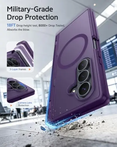 FNTCASE for Z Fold 8 Ultra/Z Fold 7 Case Fit for MagSafe Purple | Built-in Screen Protector Stand, Hinge Protection, Translucent Magnetic Shockproof Cover, Military Grade Drop Protection - 6