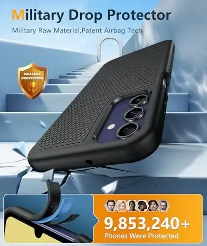 FNTCASE Galaxy A15-5G telefon qutisi uchun: Samsung Galaxy A15 5G ikki qatlamli himoya og'ir vazifali qopqoq zarbga chidamli, sirpanmaydigan teksturali orqa - harbiy himoya bamperi - 6,5 dyuymli qora - 4