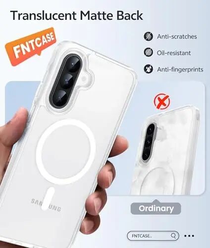 FNTCASE for Galaxy A17/A16 5G Phone Case, Fit for Magsafe, Screen Protector | Translucent Matte, 14FT Military Grade Drop Protection, Slim Shockproof Protective, for Samsung A 17 A 16 Cover, White - FNTCASE