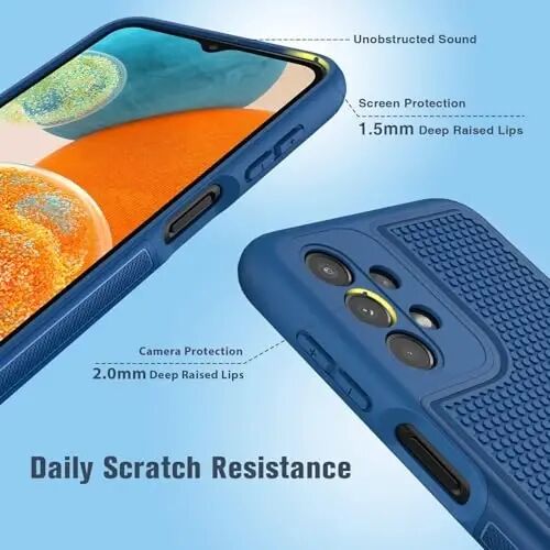 FNTCASE for Galaxy A23-5G Phone Case: Samsung Dual Layer Non Slip Cover | With Screen Protector, Military Grade Shockproof Drop Protection, Matte Textured Protective Cases for Daily Use, Blue - FNTCASE